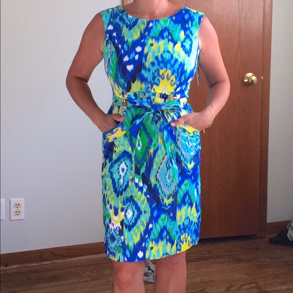 Ellen Tracy multicolored patterned dress NWT